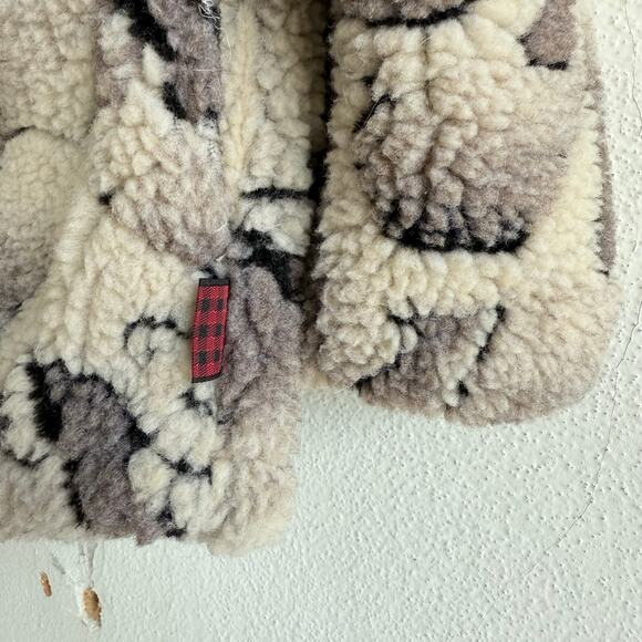 Vtg Woolrich Jacket Deep Pile Sherpa Fleece Polar Beat Print Womens L USA Made - Picture 6 of 10